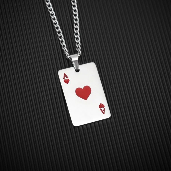 Pendentif de Poker en Acier Inoxydable, A de Coeurs et Pique|1,79 €|OKKO MODE