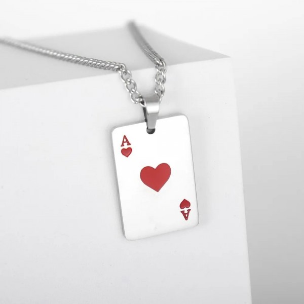 Pendentif de Poker en Acier Inoxydable, A de Coeurs et Pique|1,79 €|OKKO MODE