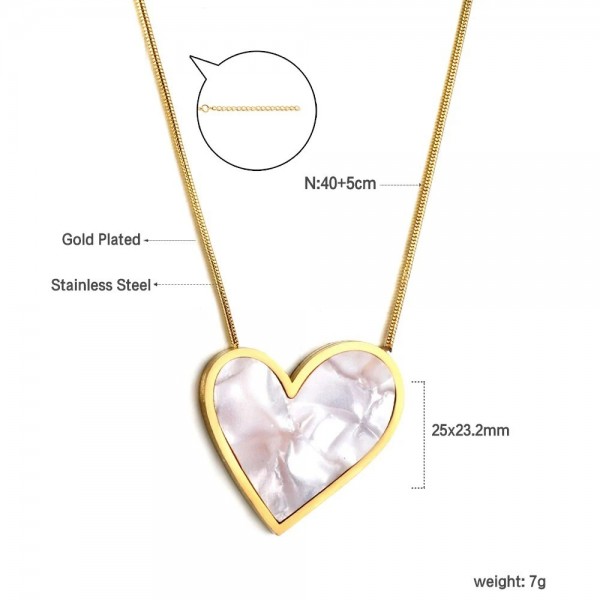 Collier pendentif coeur d'amour classique pour femme, tour de cou en acier inoxydable, joli coquillage coloré|4,49 €|OKKO MODE