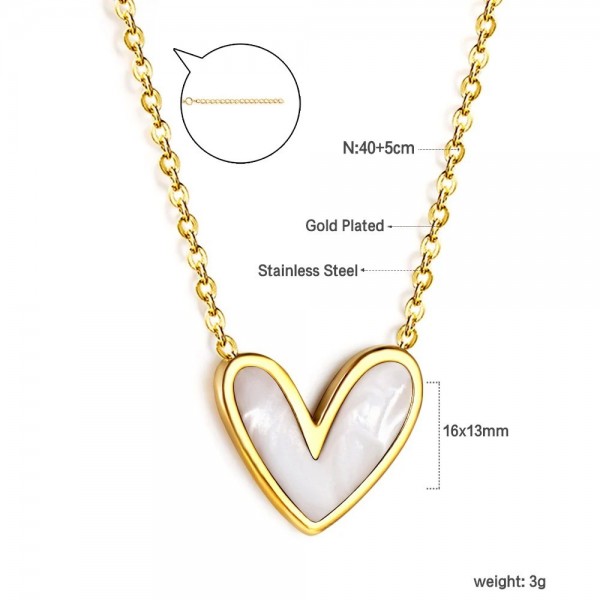 Collier pendentif coeur d'amour classique pour femme, tour de cou en acier inoxydable, joli coquillage coloré|4,49 €|OKKO MODE