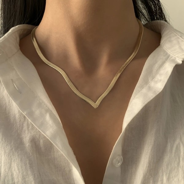 Collier court en forme de V pour femme, tour de cou clavicule minimaliste|1,79 €|OKKO MODE