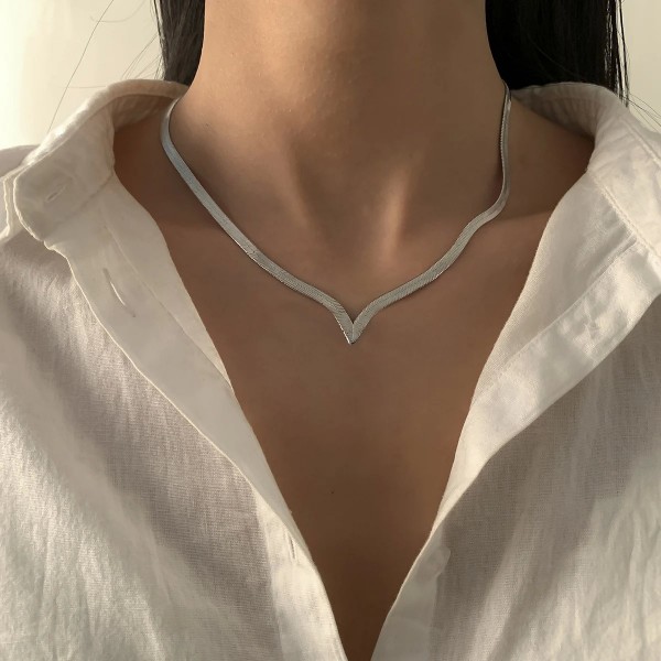 Collier court en forme de V pour femme, tour de cou clavicule minimaliste|1,79 €|OKKO MODE