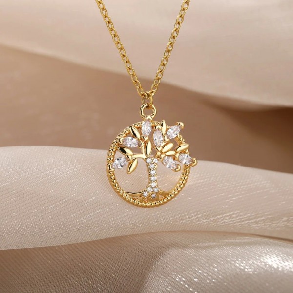 Colliers en cristal d'arbre de vie pour femmes, pendentif de clavicule|3,59 €|OKKO MODE