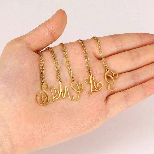 Coussins-Pendentif lettre pour femme, colliers de la présidence en or|1,79 €|OKKO MODE