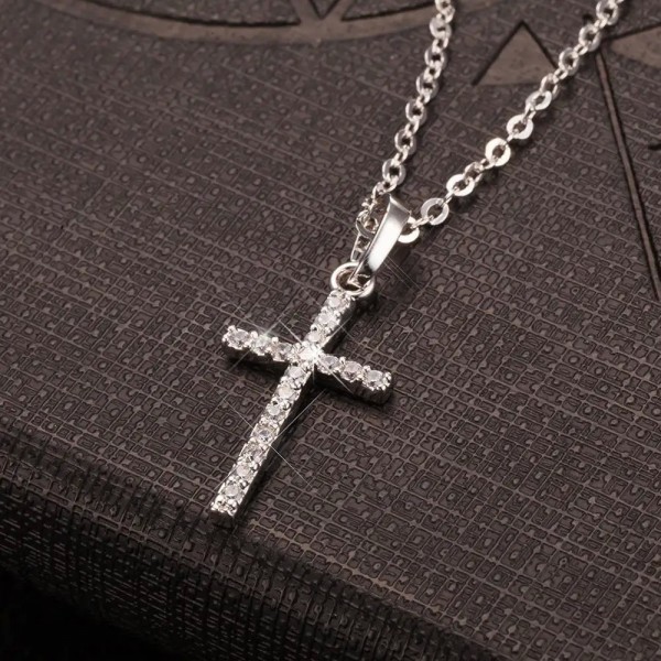 Collier pendentif croix en cristal pour hommes et femmes, bijoux or noir document mode féminine|1,79 €|OKKO MODE