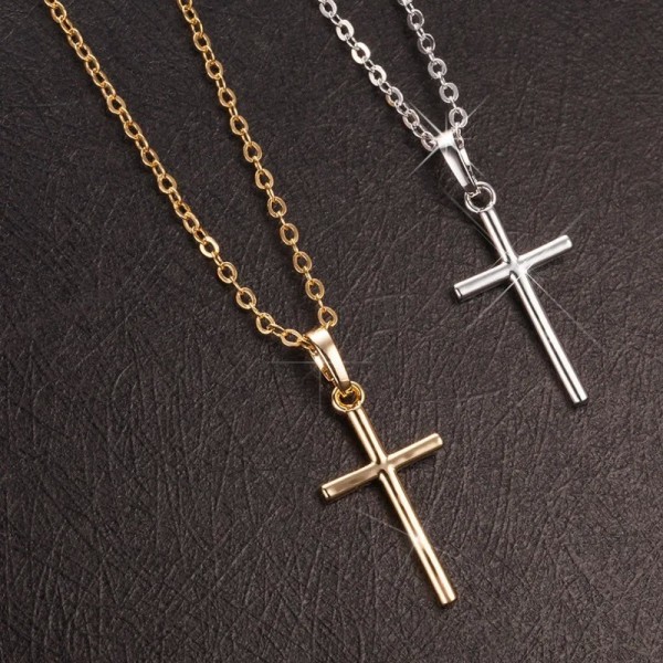 Collier pendentif croix en cristal pour hommes et femmes, bijoux or noir document mode féminine|1,79 €|OKKO MODE