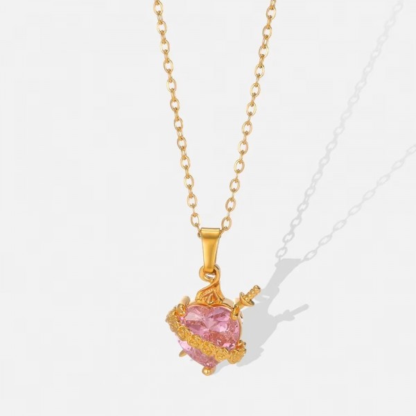 Collier de Luxe Rose en Forme de Cœur pour Femme, Épée Gothique, Tour de Cou d'Amour|2,69 €|OKKO MODE