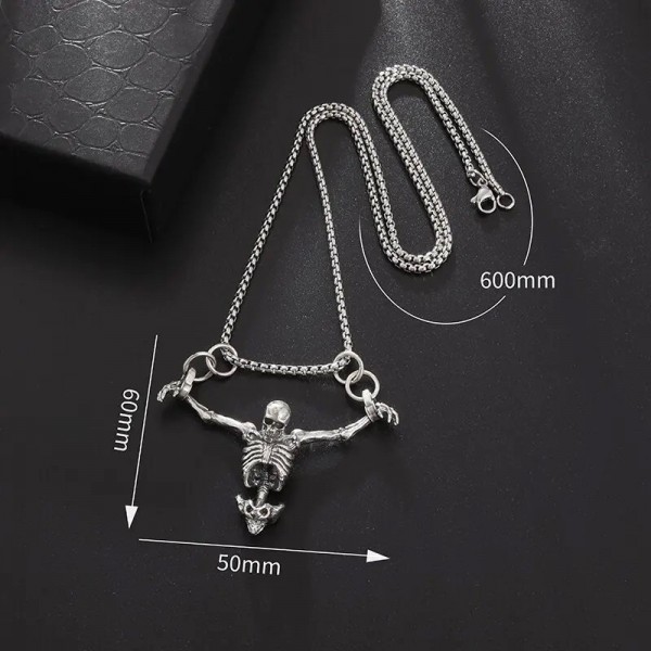 Collier pendentif tête de mort punk vintage pour homme, bijoux gothiques   |2,69 €|OKKO MODE