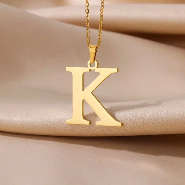 Collier alphabet A-Z en acier inoxydable pour femme, pendentif lettre tour de cou collier fête bijoux|1,79 €|OKKO MODE