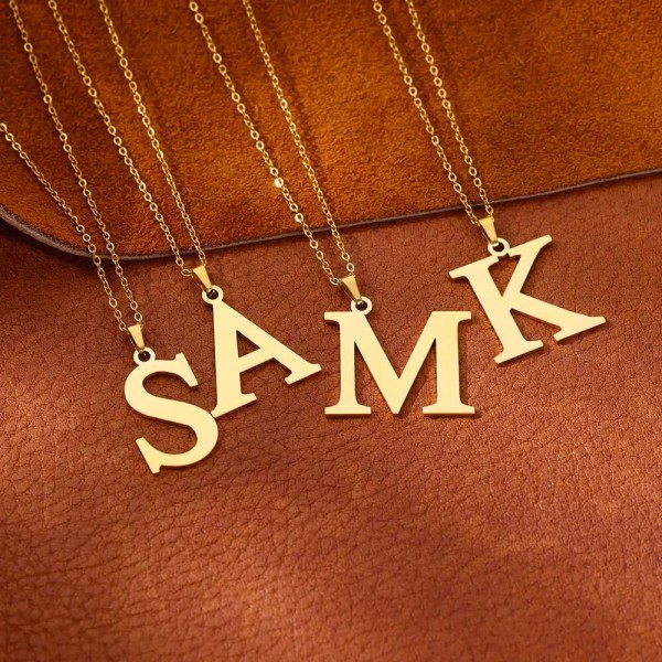 Collier alphabet A-Z en acier inoxydable pour femme, pendentif lettre tour de cou collier fête bijoux|1,79 €|OKKO MODE