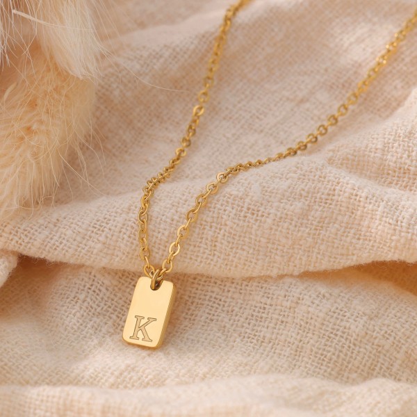 Colliers pendentif lettre géométrique pour femme, acier inoxydable JO initial Choker|1,79 €|OKKO MODE