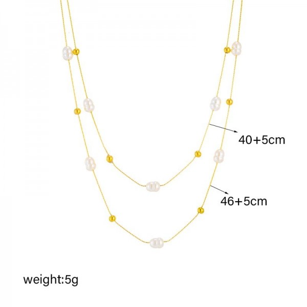 Collier en acier inoxydable pour femme, pendentif perle dorée - accessoire bijoux cadeau de Noël|2,99 €|OKKO MODE