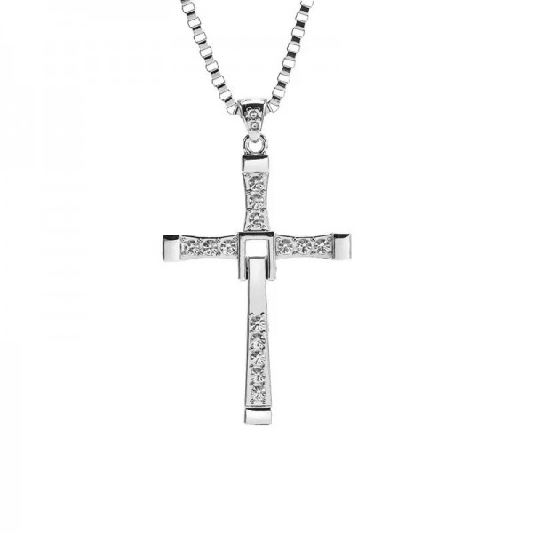 Collier croix de Jésus en cristal pour homme, pendentif document en argent biscuits classique|1,79 €|OKKO MODE