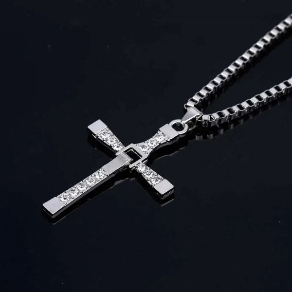 Collier croix de Jésus en cristal pour homme, pendentif document en argent biscuits classique|1,79 €|OKKO MODE