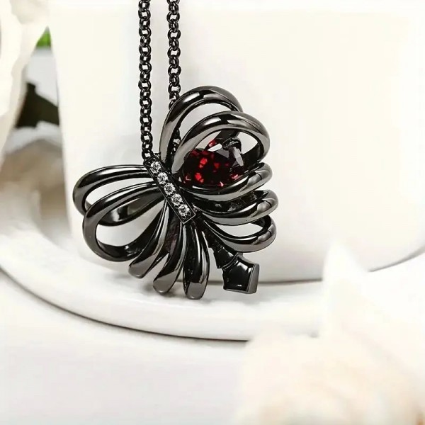 Collier pendentif coeur noir gothique pour femme, cubique rouge 10mm vintage cuivre|3,59 €|OKKO MODE