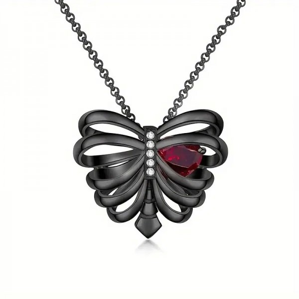 Collier pendentif coeur noir gothique pour femme, cubique rouge 10mm vintage cuivre|3,59 €|OKKO MODE