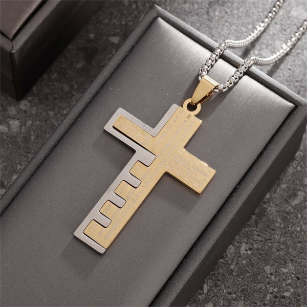 Collier de prière croix église chrétienne hommes acier inoxydable or Bible amulette|2,69 €|OKKO MODE