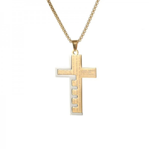 Collier de prière croix église chrétienne hommes acier inoxydable or Bible amulette|2,69 €|OKKO MODE