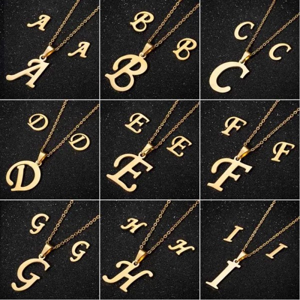 Collier Lettre Initiale en Acier Inoxydable pour Femmes et Hommes - Bijoux Personnalisés|1,79 €|OKKO MODE