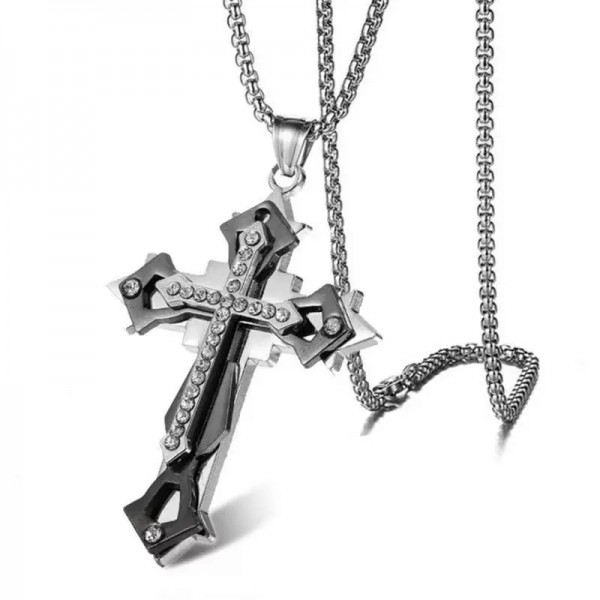 Collier croix en acier au titane pour hommes et femmes, pendentif hip-hop de haute qualité|2,00 €|OKKO MODE