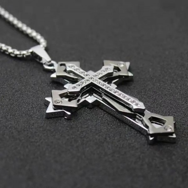 Collier croix en acier au titane pour hommes et femmes, pendentif hip-hop de haute qualité|2,00 €|OKKO MODE