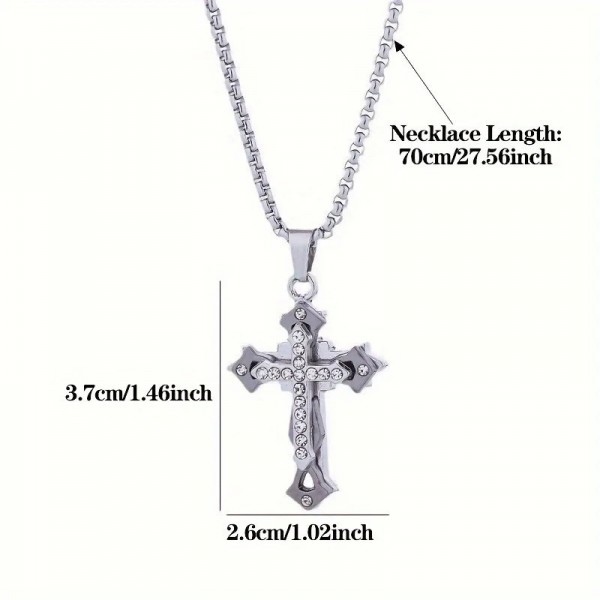 Collier croix en acier au titane pour hommes et femmes, pendentif hip-hop de haute qualité|2,00 €|OKKO MODE