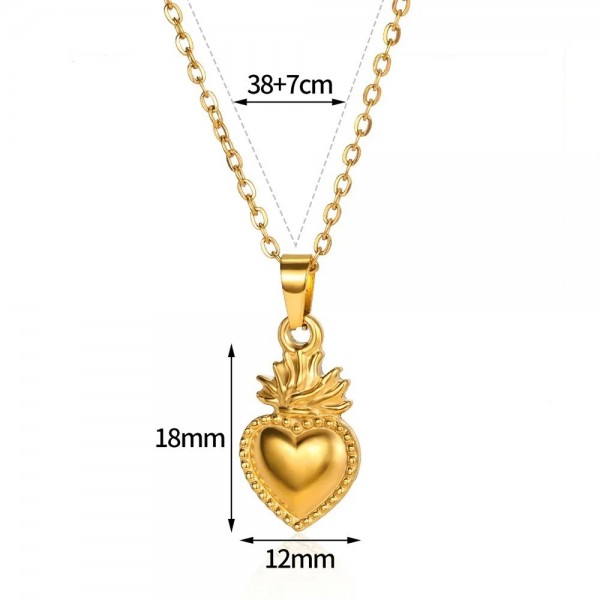 Collier pendentif coeur radis pour femme, acier inoxydable, doré|1,79 €|OKKO MODE