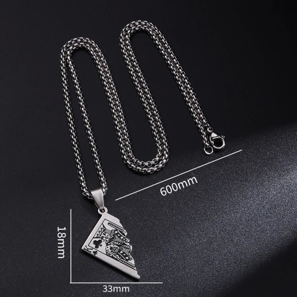 Collier pendentif demi-carte en acier inoxydable pour hommes et femmes|2,00 €|OKKO MODE