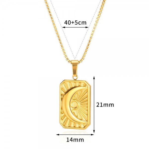 Collier pendentif soleil en or pour femme, acier inoxydable, tour de cou carré JOMoon et papillon|3,59 €|OKKO MODE