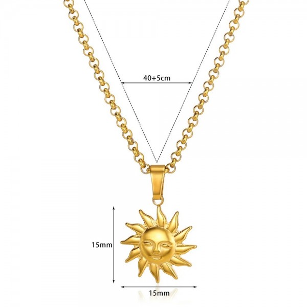 Collier pendentif soleil en or pour femme, acier inoxydable, tour de cou carré JOMoon et papillon|3,59 €|OKKO MODE