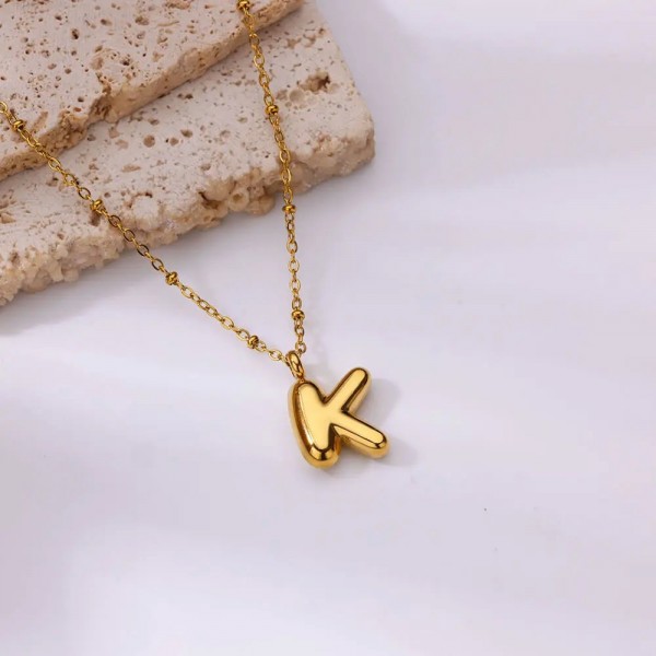 Chunky 3D Lettre A-Z Collier Pour Femmes Hommes Mode Or Acier Inoxydable Initial Nom raq Bijoux Tour|2,69 €|OKKO MODE