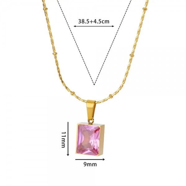 Collier pendentif carré conique cubique pour femme, acier inoxydable document doré|2,69 €|OKKO MODE