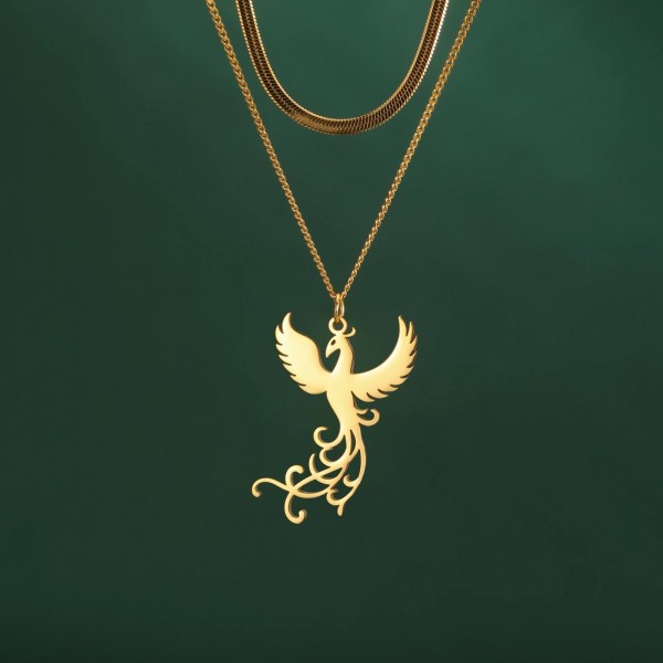 Collier pendentif Phoenix Flamingo en acier inoxydable, bijoux exquis inspirés de la nature|2,69 €|OKKO MODE