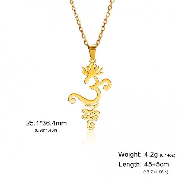 Collier pendentif fleur de Yoga Om Unalome pour femme, acier inoxydable bouddhisme Mandalala|2,99 €|OKKO MODE