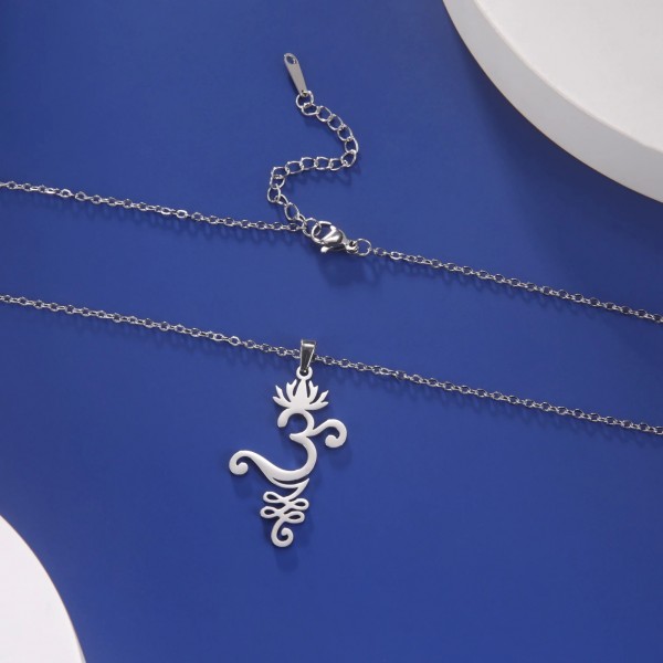 Collier pendentif fleur de Yoga Om Unalome pour femme, acier inoxydable bouddhisme Mandalala|2,99 €|OKKO MODE