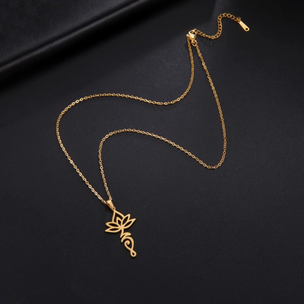 Collier pendentif fleur de Yoga Om Unalome pour femme, acier inoxydable bouddhisme Mandalala|2,99 €|OKKO MODE