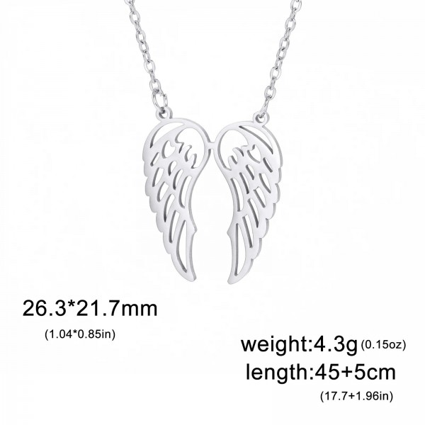 Collier pendentif ailes d'ange creuses pour femme, tour de cou en acier inoxydable|2,00 €|OKKO MODE