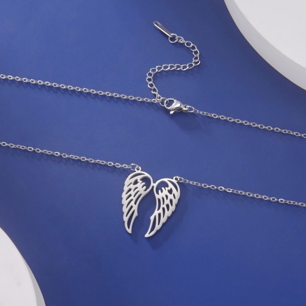 Collier pendentif ailes d'ange creuses pour femme, tour de cou en acier inoxydable|2,00 €|OKKO MODE