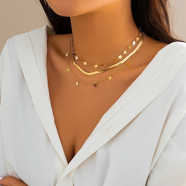 Collier ras du cou à lame plate pour femme, bijoux de clavicule étoile en or glands vintage sexy |6,29 €|OKKO MODE