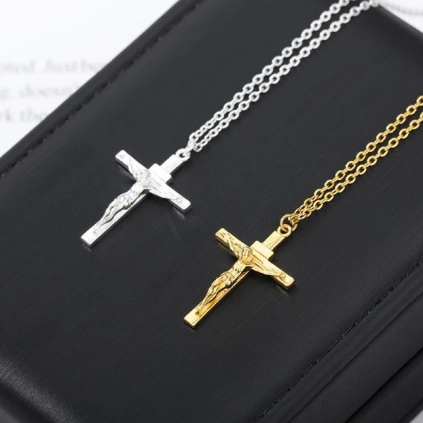 Collier avec croix en acier inoxydable pour femme, pendentif doré et breloque présidentielle|2,69 €|OKKO MODE