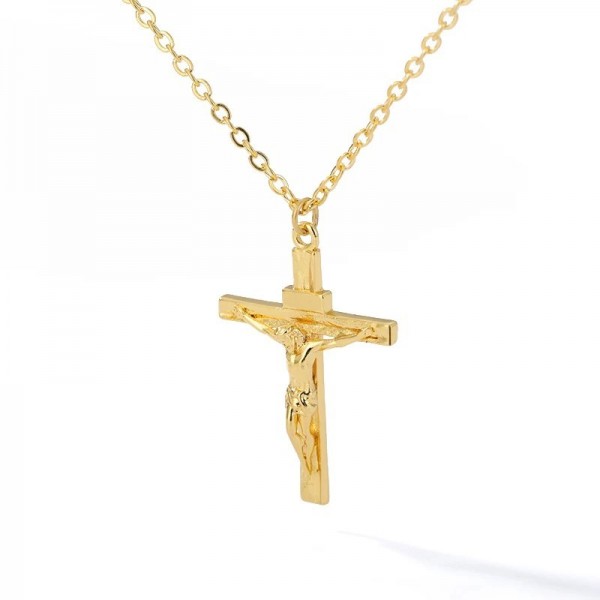 Collier avec croix en acier inoxydable pour femme, pendentif doré et breloque présidentielle|2,69 €|OKKO MODE