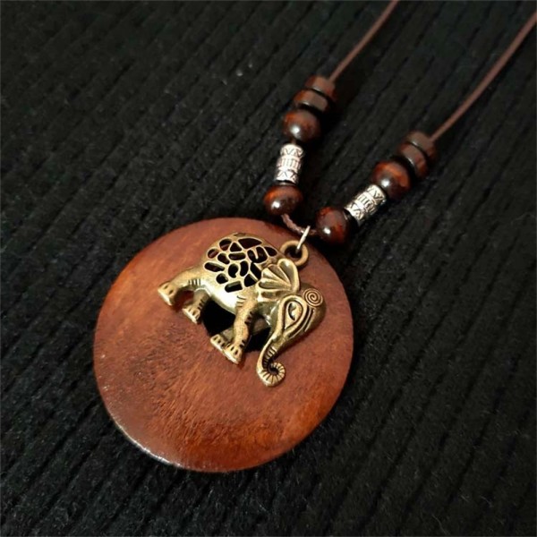 Collier rond vintage pour femme, théâtre du cuir chevelu, éléphant perlé|3,59 €|OKKO MODE