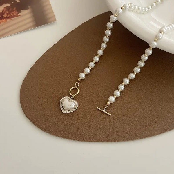 Collier de perles élégant pour femmes, pendentif coeur et colliers présidentiels|1,79 €|OKKO MODE