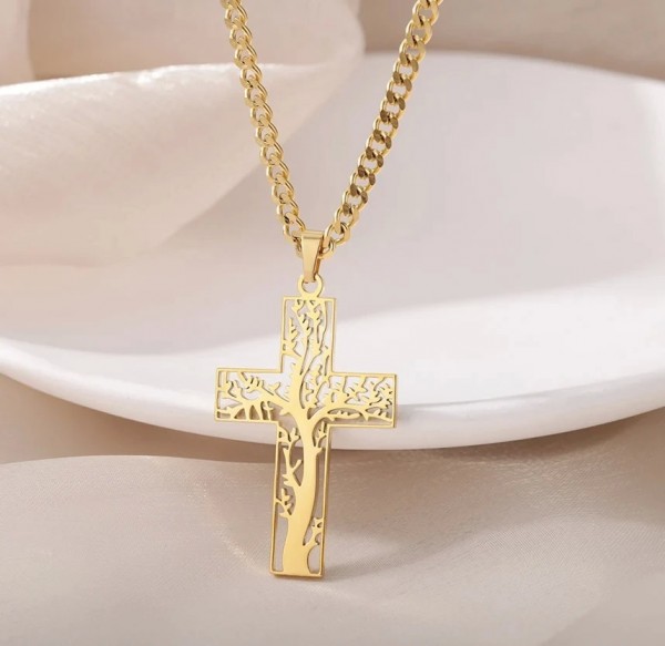 Collier croix en acier inoxydable pour femme, pendentif doré et colliers de la présidence|2,00 €|OKKO MODE