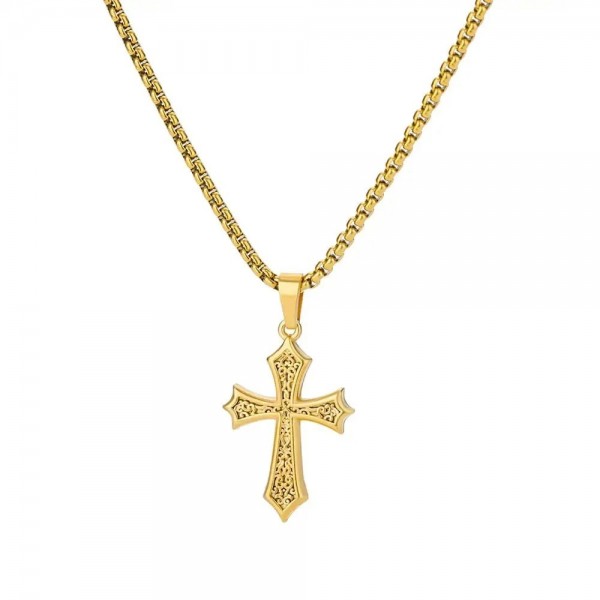 Collier croix en acier inoxydable pour femme, pendentif doré et colliers de la présidence|2,00 €|OKKO MODE