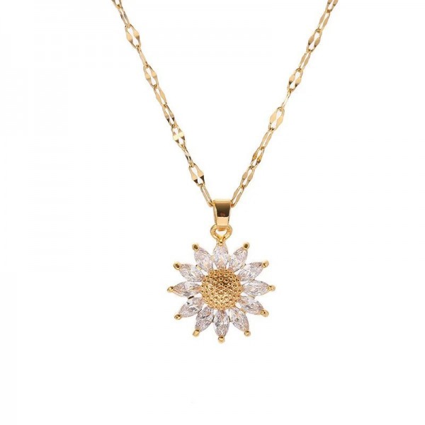 Collier Tournesol en Acier Inoxydable Plaqué Or 18K pour Femme, Bijou de Clavicule.|2,00 €|OKKO MODE