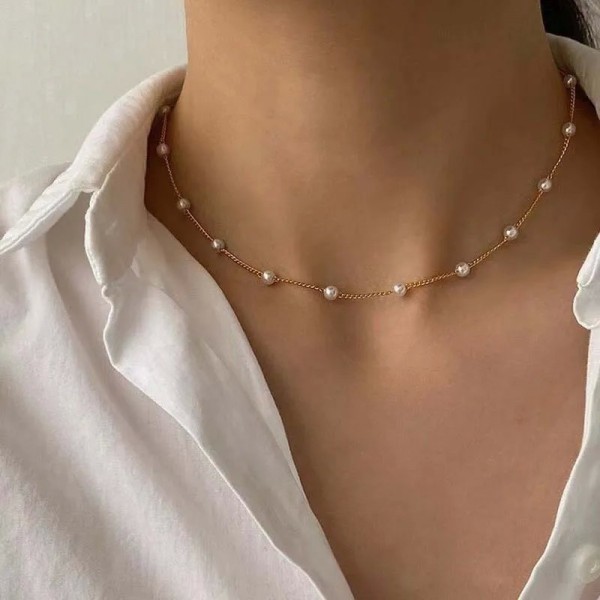 Collier Ras du Cou en Perles pour Femme et Fille, Pendentif en Or Gothique - Nouvelle Collection 2023|1,79 €|OKKO MODE