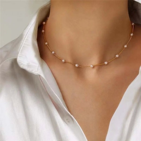 Collier Ras du Cou en Perles pour Femme et Fille, Pendentif en Or Gothique - Nouvelle Collection 2023|1,79 €|OKKO MODE