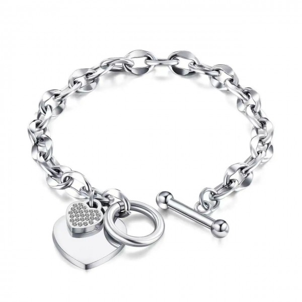 Bracelet pendentif coeur en acier inoxydable, OT Lock|2,99 €|OKKO MODE