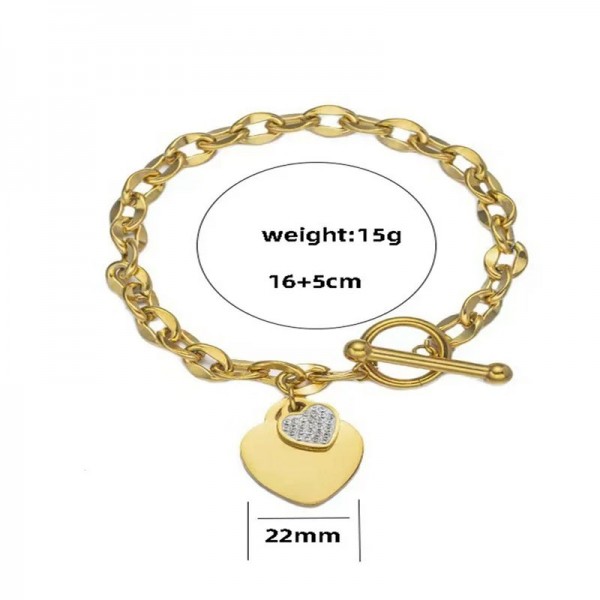 Bracelet pendentif coeur en acier inoxydable, OT Lock|2,99 €|OKKO MODE